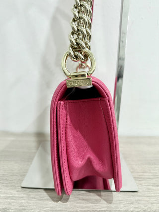 Chanel small quilted caviar leather boy bag