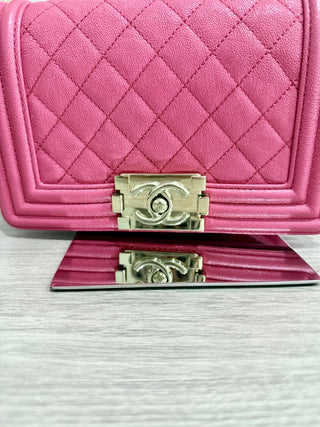 Chanel small quilted caviar leather boy bag