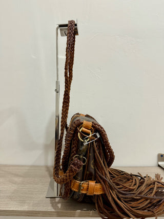 Vintage Boho Bags monogram Louis Vuitton upcycled fringe cross body bag