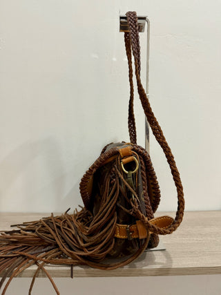Vintage Boho Bags monogram Louis Vuitton upcycled fringe cross body bag