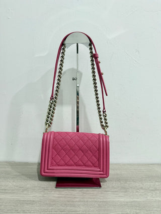 Chanel small quilted caviar leather boy bag