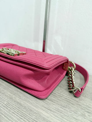 Chanel small quilted caviar leather boy bag