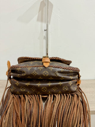 Vintage Boho Bags monogram Louis Vuitton upcycled fringe cross body bag