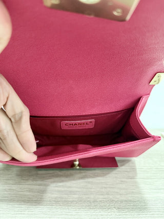 Chanel small quilted caviar leather boy bag