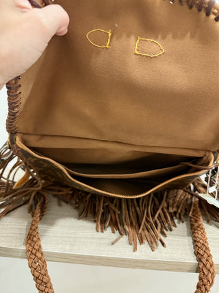 Vintage Boho Bags monogram Louis Vuitton upcycled fringe cross body bag