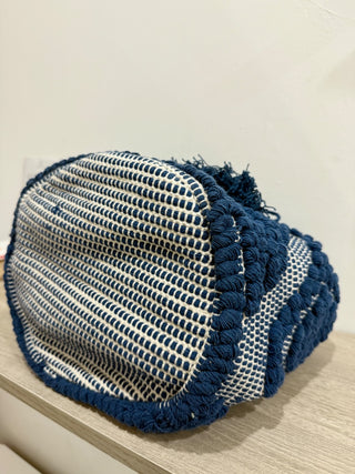 Guadalupe Mochila Crochet Bucket Bag with Tassel Detail Blue