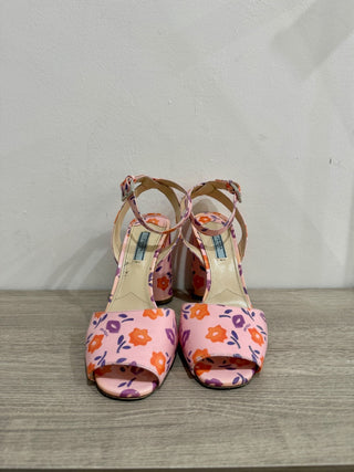 PRADA Floral Patent Ankle-Wrap 100mm Sandals Petal/Wisteria Women's Size 40.5
