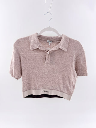 Loewe Logo-Waistband Cropped Polo Shirt, M