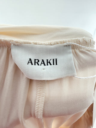 arakii high-waisted wide-leg pants featuring a soft draped fold-over waistband and a relaxed, flowing silhouette, S