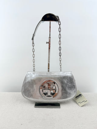 Tory Burch reva metallic flap clutch and shoulder bag