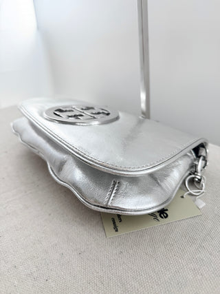 Tory Burch reva metallic flap clutch and shoulder bag