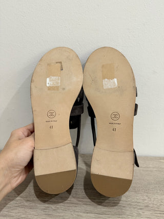 NWOT Chanel CC Suede Slip On Fisherman Sandals Chocolate Brown Women's EU 41