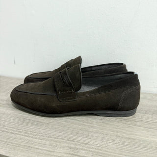 Salvatore Ferragamo Suede Slip On Flat Heel Penny Loafers Brown Men's Size US 10