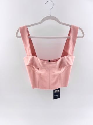 Coolrated Miami Structured Folded-Collar Bustier Crop Top, XS