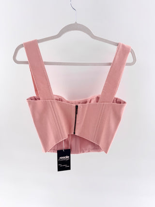 Coolrated Miami Structured Folded-Collar Bustier Crop Top, XS