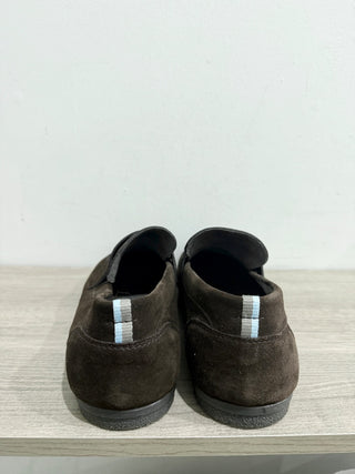 Salvatore Ferragamo Suede Slip On Flat Heel Penny Loafers Brown Men's Size US 10