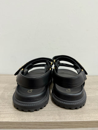 Christian Dior Dioract Lambskin Leather Slingback Sandals Black Women's Size 39.5
