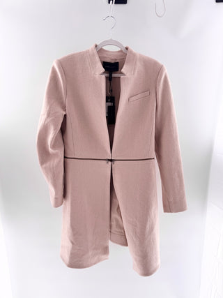 NWT BCBGMaxAzria Arelia Long Sleeve Notch Stand Long Overcoat Beige Womens XS