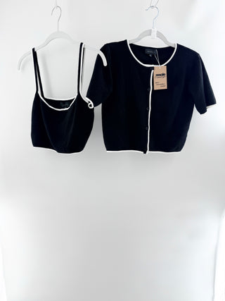 Majorelle trim set cardigan and tank top, M