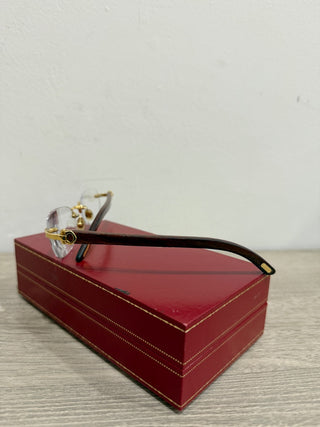 Cartier optical frames 135 b wood temples with box