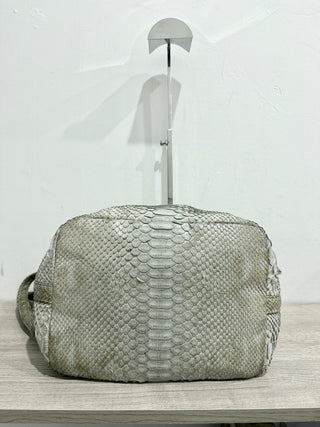 Hunting Season Python Leather Bucket Bag with Shoulder Strap Tan/Gray