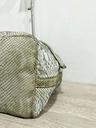 Hunting Season Python Leather Bucket Bag with Shoulder Strap Tan/Gray