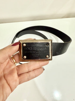 Vintage Dolce & Gabbana Men’s Collection Leather Buckle Belt Black Large