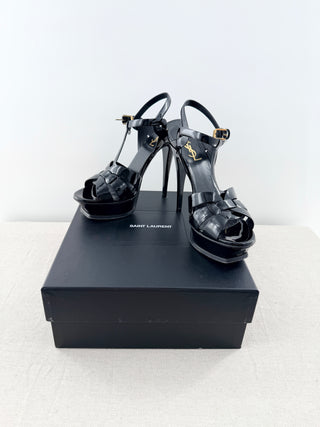 Saint Laurent tribute patent leather platform sandals, 38.5