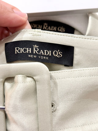 Rich Radi Q's floral light green cutwork embroidered studded set pants and shirt, S