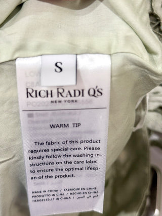 Rich Radi Q's floral light green cutwork embroidered studded set pants and shirt, S