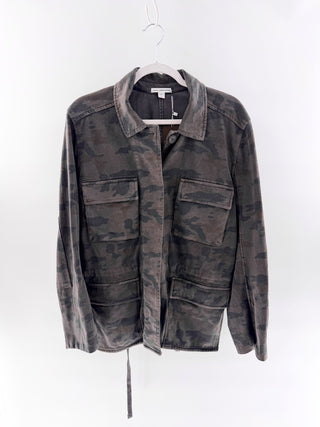 James Perse Camouflage Long Sleeve Button-Front Military Utility Jacket Green 4
