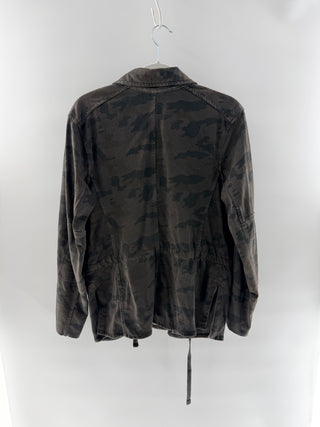 James Perse Camouflage Long Sleeve Button-Front Military Utility Jacket Green 4