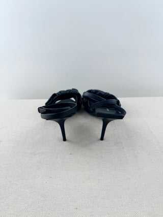 NWOT Balenciaga Leather Stilettos Heel Ankle Strap Sandals Black Women's EU 39