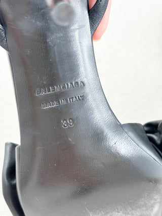 NWOT Balenciaga Leather Stilettos Heel Ankle Strap Sandals Black Women's EU 39