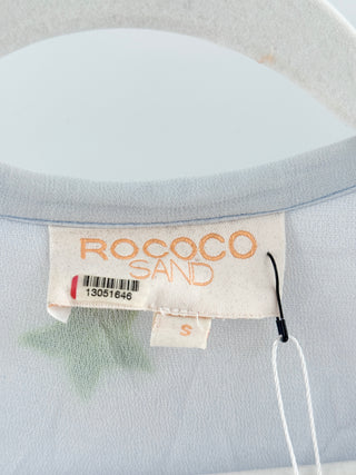 Rococo Sand Embroidered Colorful Star Long Sleeve Boho Maxi Dress Light Blue S