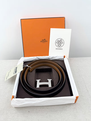 Hermes H leather reversible belt, 90