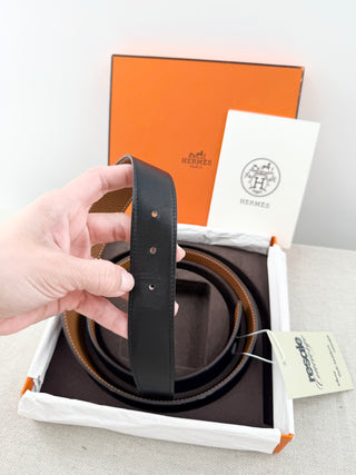 Hermes H leather reversible belt, 90