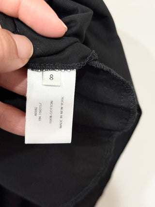 NWT Arias 100% Cotton Gathered Shoulder V-Neck Maxi Dress Black Women's Size 8