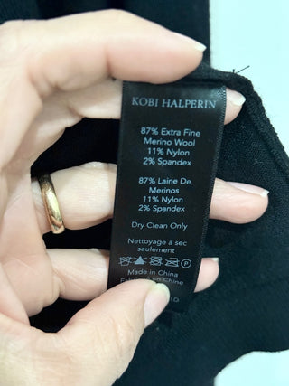 NWT Kobi Halperin Brette Merino Wool Cape Open Cardigan Black Women's Size XS/S