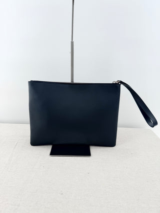 Valentino leather logo printed  zip up pouch bag large