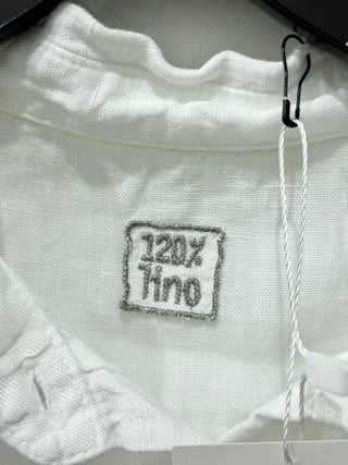 120% Lino Linen Long Sleeve Button Down Classic Shirt White Women's 42 IT / US 6