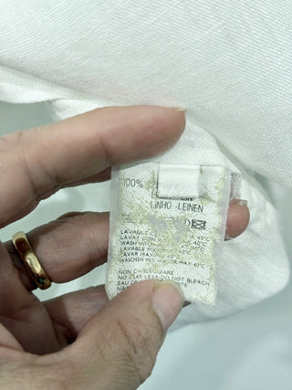 120% Lino Linen Long Sleeve Button Down Classic Shirt White Women's 42 IT / US 6