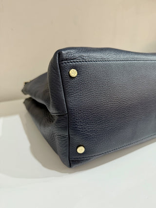 Tory Burch Navy Blue Large Leather Chain Strap Tote Handbag