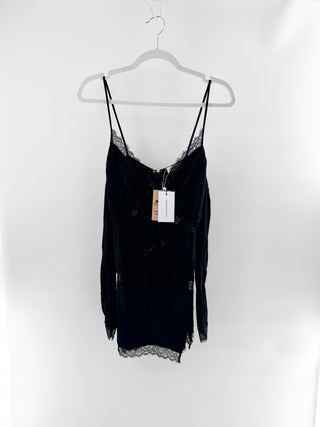 NWT Lovers and Friends Cold Shoulder Lace Insert Mini  Dress Black Women's XS