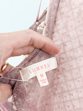 Luxxel Pearl Embellished Sleeveless Mini Slip Dress Pink Women's Size Medium