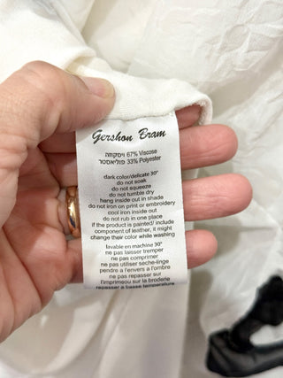 Gershon Bram Short Sleeve Midi Dress White with Black Dots Women's Size XS