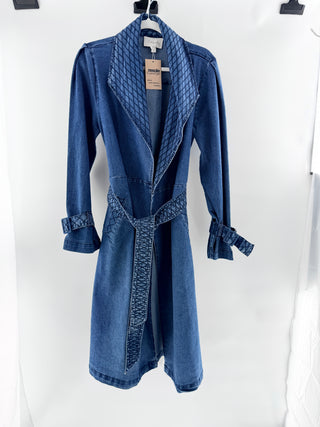 Cleobella denim  open front trench coat, S