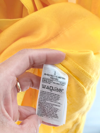 Banana Republic Long Sleeve Button-Front Belted Mini Dress Yellow Women's Large L