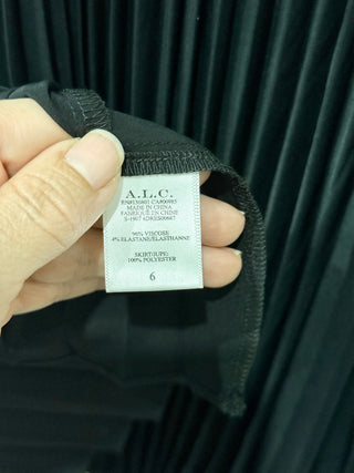 A.L.C Peyton Zebra Stripe Print Pleated Midi Dress  Black/White Women's Size 6