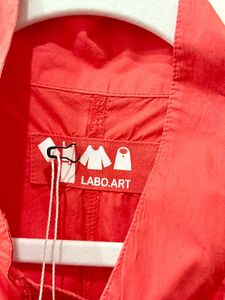 Labo Art 100% Cotton Half Sleeve V-Neck Shift Midi Dress Red Women's One size